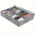 2pcs/Set Under Bed Shoe Storage Organizer Foldable Fabric Shoes Container Box With Clear Cover See Through Window Storage Bag With 2 Handles Household Space Saver Organizer For Under Bed Closet