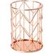 Rose Gold Metal Wire Pen Holder for Desk - Modern Pencil Cup Organizer for Home or Office - Stylish Copper/Rose Gold Desk Accessories