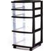 Plastic 4 Clear Drawer Medium Home Organization Storage Container Tower with 2 Large Drawers and 2 Small Drawers Black Frame