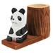 Panda Design Pen Holder Wooden Pencil Ruler Holder Desktop Stationery Organizer