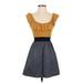 Xhilaration Casual Dress - DropWaist: Yellow Color Block Dresses - Women's Size Small