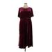 Lane Bryant Casual Dress - A-Line Crew Neck Short sleeves: Burgundy Solid Dresses - Women's Size 22 Plus