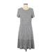 Gap Casual Dress - DropWaist Crew Neck Short sleeves: Gray Chevron/Herringbone Dresses - Women's Size Medium Tall