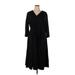 Croft & Barrow Casual Dress - A-Line V Neck 3/4 sleeves: Black Solid Dresses - Women's Size 2X