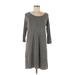 Susana Monaco Casual Dress - Shift Scoop Neck 3/4 sleeves: Gray Solid Dresses - Women's Size Medium