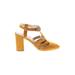 Born In California Heels: Yellow Color Block Shoes - Women's Size 9