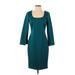Calvin Klein Cocktail Dress - Sheath Square 3/4 sleeves: Teal Solid Dresses - Women's Size 4