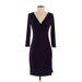 Lauren by Ralph Lauren Casual Dress - Party V Neck 3/4 sleeves: Purple Print Dresses - Women's Size 2