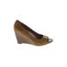 Franco Sarto Wedges: Brown Solid Shoes - Women's Size 7 - Peep Toe