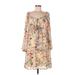 As U Wish Casual Dress: Tan Floral Dresses - New - Women's Size Large