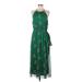 Lush Casual Dress - Maxi: Green Floral Motif Dresses - Women's Size Medium