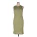 Nine West Casual Dress - Bodycon: Green Solid Dresses - New - Women's Size X-Large