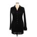 Ever After Casual Dress - Bodycon Collared Long sleeves: Black Solid Dresses - Women's Size X-Large