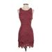 ASTR The Label Cocktail Dress - Party Scoop Neck Sleeveless: Burgundy Solid Dresses - Women's Size X-Small