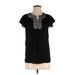 Max Studio Short Sleeve Blouse: Black Tops - Women's Size Small