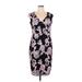 JAX Black Label Casual Dress - Sheath V-Neck Short sleeves: Black Floral Dresses - Women's Size 14