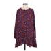 Free People Casual Dress - Mini High Neck Long sleeves: Burgundy Floral Dresses - Women's Size Small