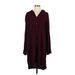 Cloth & Stone Casual Dress - Shift V Neck Long sleeves: Burgundy Print Dresses - Women's Size Large