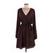 Gap Casual Dress - Mini V Neck Long sleeves: Burgundy Dresses - Women's Size Medium Tall