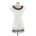 J.Crew Casual Dress - Mini Scoop Neck Short Sleeve: White Dresses - Women's Size 0