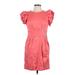 Jessica Simpson Casual Dress - Mini High Neck Short sleeves: Pink Solid Dresses - Women's Size 12