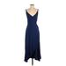 Gap Casual Dress - Midi V-Neck Sleeveless: Blue Print Dresses - Women's Size Small