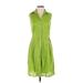 Taylor Casual Dress - Shirtdress Collared Sleeveless: Green Solid Dresses - Women's Size 4