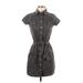 Aeropostale Casual Dress - Mini High Neck Short sleeves: Gray Print Dresses - Women's Size Small