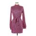 AaKaa Cocktail Dress - Mini High Neck Long sleeves: Pink Leopard Print Dresses - Women's Size Medium