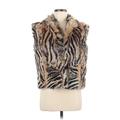 Cassin New York Faux Fur Vest: Short Gold Animal Print Jackets & Outerwear - Women's Size Medium