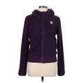 American Eagle Outfitters Fleece Jacket: Short Purple Print Jackets & Outerwear - Women's Size Large