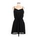 Paper Crane Casual Dress - Mini V-Neck Sleeveless: Black Solid Dresses - Women's Size Medium