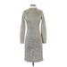 Ralph Lauren Casual Dress - Sweater Dress Mock Long sleeves: Gray Solid Dresses - Women's Size Small