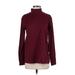 Lands' End Long Sleeve Turtleneck: Burgundy Print Tops - Women's Size Small