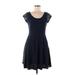 Deletta Casual Dress - A-Line Scoop Neck Short sleeves: Blue Solid Dresses - Women's Size Medium