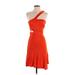 BCBGMAXAZRIA Cocktail Dress - Mini One Shoulder Sleeveless: Orange Solid Dresses - Women's Size X-Small