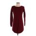 Ann Taylor LOFT Casual Dress - Sweater Dress: Burgundy Argyle Dresses - Women's Size Small