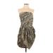 MICHAEL Michael Kors Casual Dress - Mini Strapless Sleeveless: Brown Snake Print Dresses - New - Women's Size 4