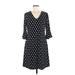 CeCe Casual Dress - A-Line V Neck 3/4 sleeves: Black Dresses - Women's Size Medium