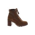 Vince Camuto Ankle Boots: Combat Chunky Heel Casual Brown Solid Shoes - Women's Size 9 - Round Toe
