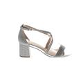 Nina Heels: Slip-on Chunky Heel Formal Silver Shoes - Women's Size 6 1/2 - Open Toe