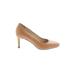 Lord & Taylor Heels: Slip On Stilleto Cocktail Tan Print Shoes - Women's Size 5 - Almond Toe