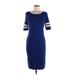 Lularoe Casual Dress - Sheath Scoop Neck Short sleeves: Blue Print Dresses - Women's Size Small