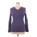 Croft & Barrow Pullover Sweater: Purple Solid Tops - Women's Size X-Large