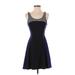 Express Casual Dress - Fit & Flare: Blue Color Block Dresses - Women's Size Small
