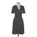 Ann Taylor Casual Dress - Wrap: Black Grid Dresses - Women's Size 6