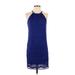 Max Studio Specialty Products Casual Dress - Mini Crew Neck Sleeveless: Blue Solid Dresses - Women's Size Small