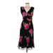 Jones New York Casual Dress - Midi V-Neck Sleeveless: Black Floral Motif Dresses - Women's Size 6