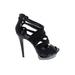 Velvet Angels Heels: Gladiator Stilleto Cocktail Party Black Print Shoes - Women's Size 37 - Open Toe