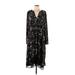 Simply Vera Vera Wang Casual Dress - Midi: Black Floral Motif Dresses - Women's Size X-Large